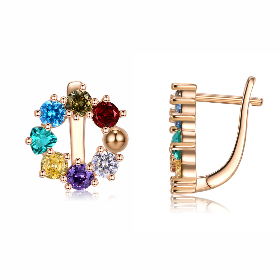 Glamorous Multicolored Embellished Round Clip-On Earrings