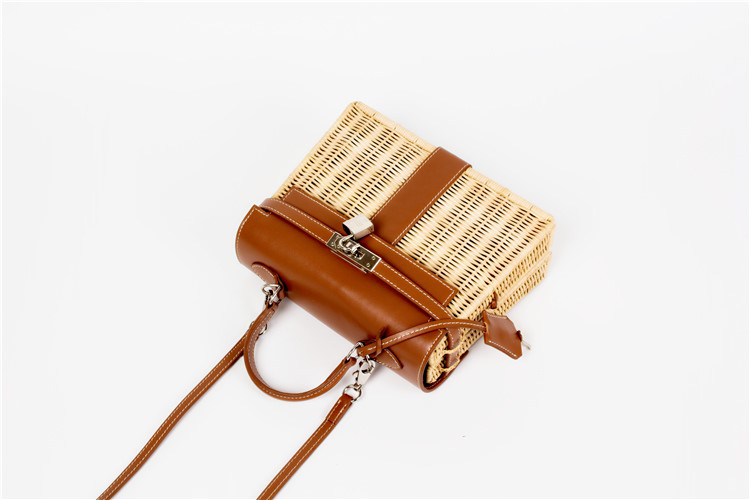 Women's Handmade Straw Woven Satchel Bag