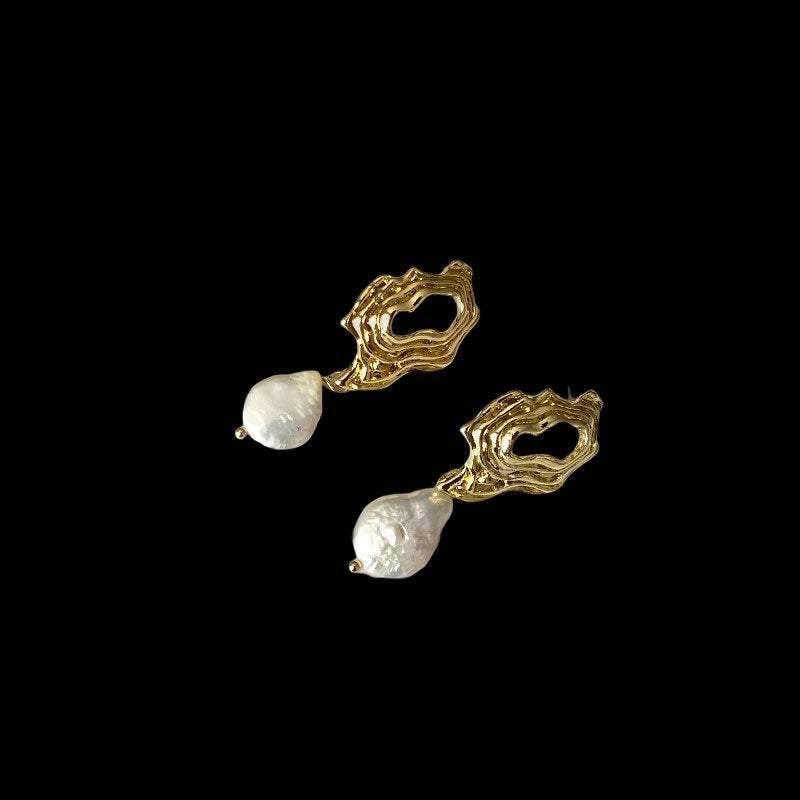 Pearl Drop Earrings|Freshwater Pearl Earrings|Gold Earrings/Dainty Teardrop Gold Earrings/Ivory Freshwater Drop - Dafitty