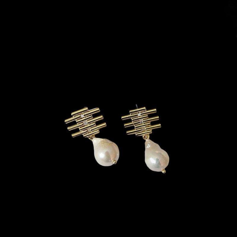 Freshwater Pearl Dangle Drop Earrings For Women|Gold Pearl Earrings|Dainty Teardrop Gold Earrings|Ivory Freshwater Pair - Dafitty