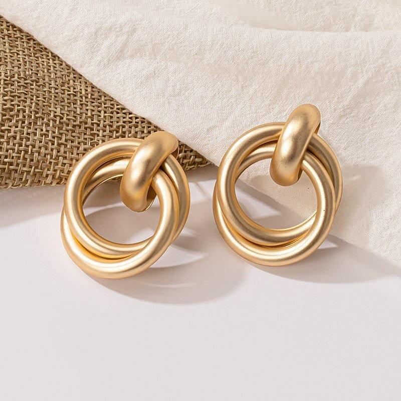 Gold STUD EARRINGS|Gold Studs 18k|Matte Finish Plated Earrings|Brass Base Earrings|Cute Wedding Gifts|18k Jewelry - Dafitty