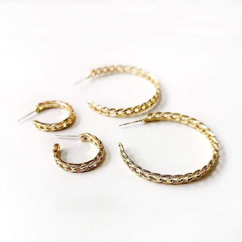 Small Hoop Earrings Gold|Gold Huggie Earrings|Chain Minimalist Sterling Silver Post Jewelry|Dainty Hoop Earrings Plated 18K - Dafitty