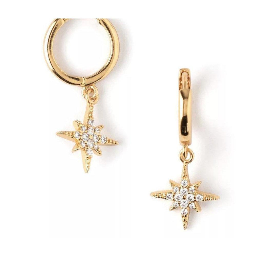 Huggie Hoop Earrings|18K Gold Hoops|Lightweight Minimalist Earrings By Dafitty|Most Favorited CZ Star Pair - Dafitty