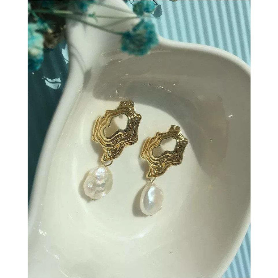 Pearl Drop Earrings|Freshwater Pearl Earrings|Gold Earrings/Dainty Teardrop Gold Earrings/Ivory Freshwater Drop - Dafitty