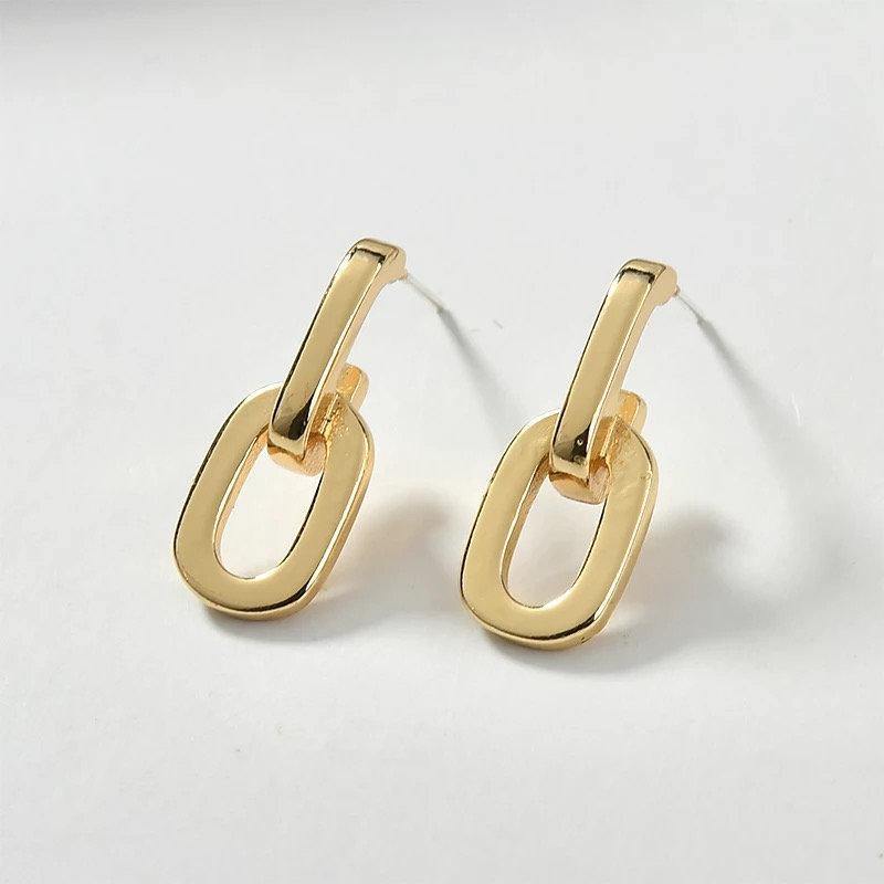 THICK CHAIN Stud Earrings|Double Link Drop Earrings|Beautiful Girl Drop|Minimalist Jewelry|18k Drop Earring|Small Studs - Dafitty