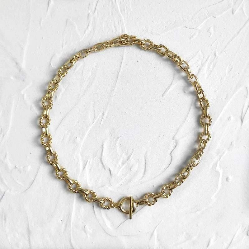 Thin Gold Choker|18k Gold Plated Chain|Curb Chain|Layered Chains Necklace|Stacked 18k Chains|Link Chain Necklace|For Mom - Dafitty