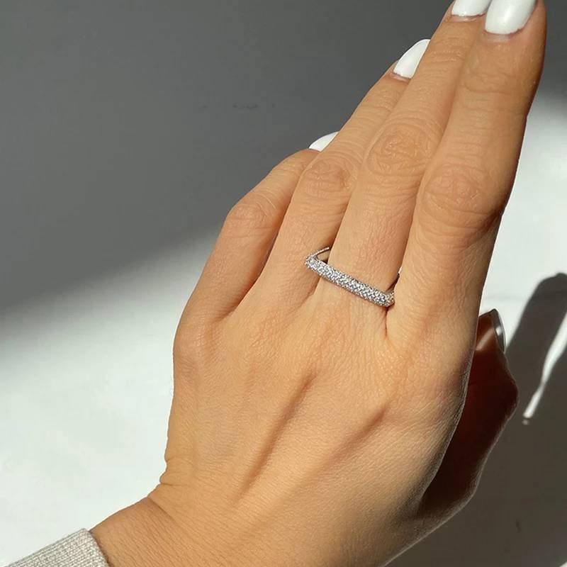 Silver Plated Rings|Minimalist Rings for women|Micro Setting Zircon Geometric Jewelry for Women|Statement Piece - Dafitty