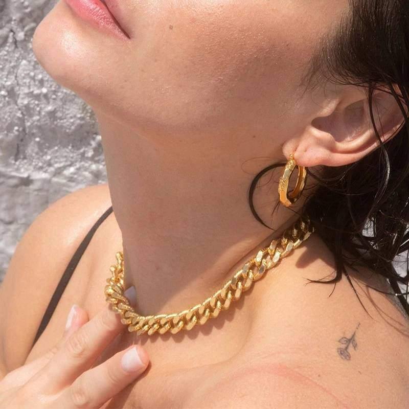 Gold Cuban Chain Necklaces For Ladies|14k Gold Necklace Womens|Dainty Minimalist Jewelry - Dafitty