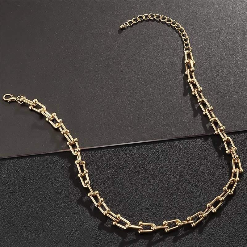 U Link Choker/Chunky U Shaped Choker/18K Gold/U Link Necklace/Pinball Linked/Gold Chain Necklace/Gift For Her - Dafitty