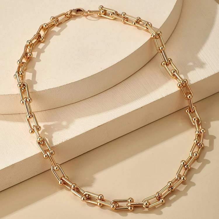 U Link Choker/Chunky U Shaped Choker/18K Gold/U Link Necklace/Pinball Linked/Gold Chain Necklace/Gift For Her - Dafitty