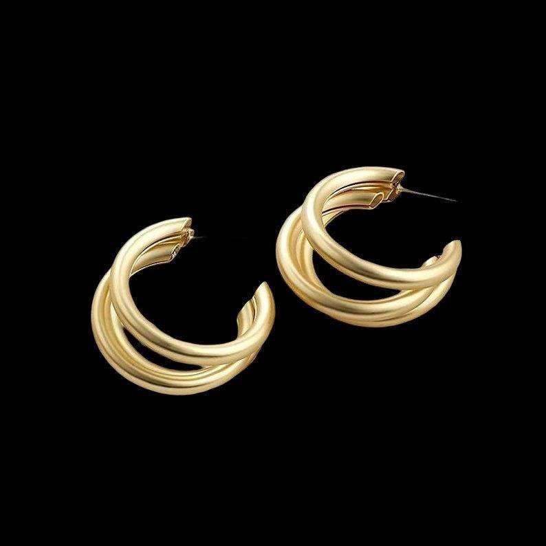 Chunky Gold Hoop Earrings. Double Hoop Earrings. Triple Hoop Earrings. Gold Huggie Hoop Earrings. Huggie Hoop Earrings. Large Hoop Earrings - Dafitty