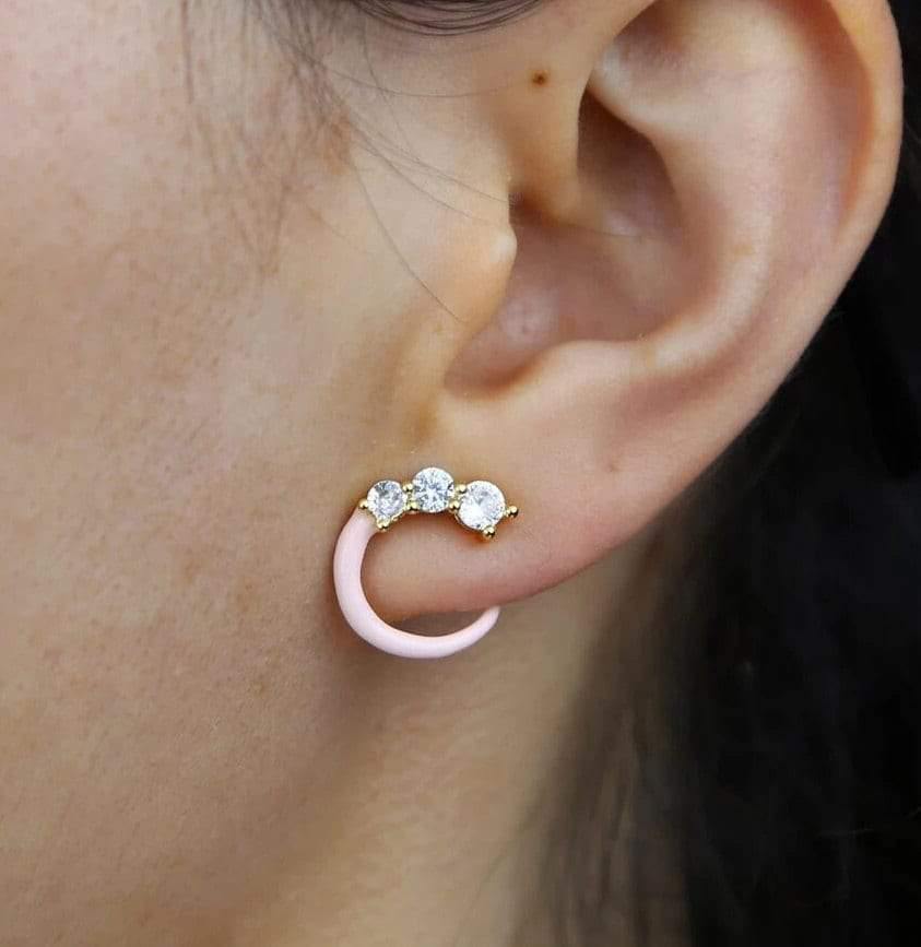 Enamel Stud Earrings. Enamel Gold Stud Earrings For Women. Gold Diamond Stud Earrings. Rainbow Stud Earrings. Cubic Zirconia Stud Earrings - Dafitty